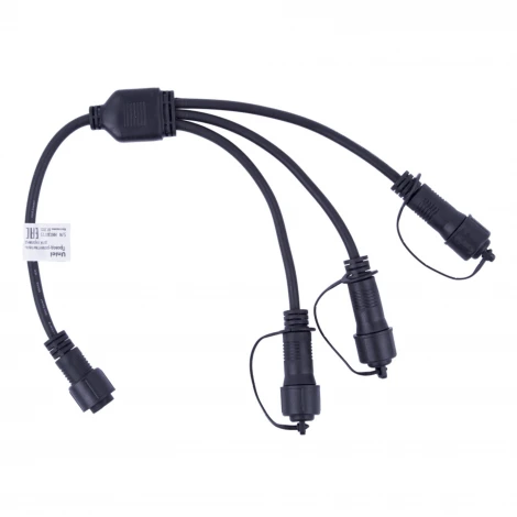 Провод-разветвитель для гирлянд серии F90PRO 0,4м. 3 выхода статика/мерцание IP67 черный Uniel UCX-F90 S3/0.4M/BK