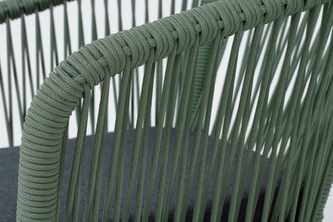 "Марсель" стул плетеный из роупа, каркас алюминий RAL6036 муар, роуп зеленый (4204) круглый tex, ткань темно-серая 027 4SIS арт.УТ-00008442