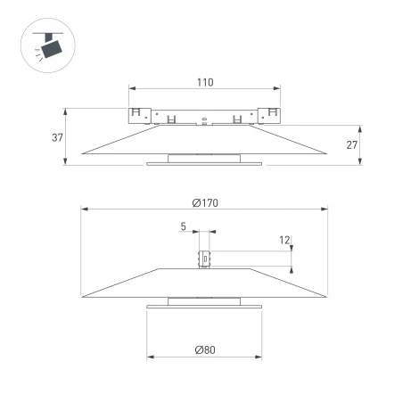 Трековый светильник MAG-MICROCOSM-VINYL-R170-7W Day4000 (WH, 150 deg, 24V) (Arlight, IP20 Металл) 051835