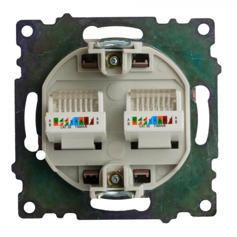 Розетка Ethernet RJ-45 двойная (шоколад) Stekker Катрин 50006