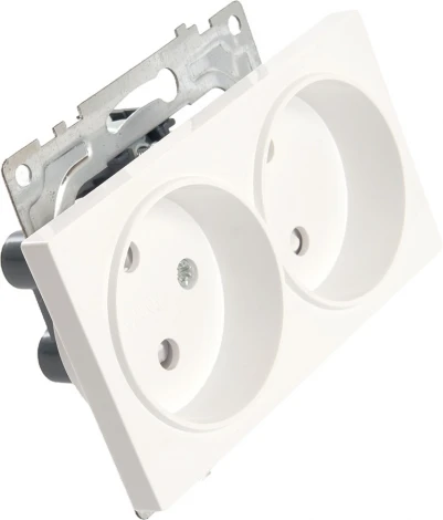 Розетка двойная без заземления со шторками (белый) Stekker Катрин 39573