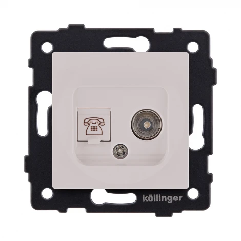 Розетка двойная TV (мама) + телефонная розетка RJ11, кашемир матовый Kollinger REA-013CM для Aspekt, Eleganz, Reflex