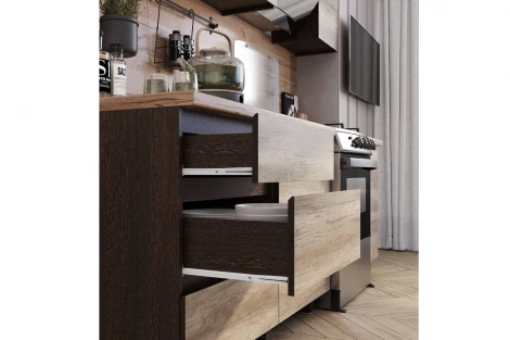 Готовая кухня БТС Энигма 1,6 м, Дуб каньон, венге