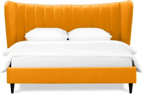 Кровать Queen II Agata L ОГОГО (арт.574731), (Ткань/Желтый)