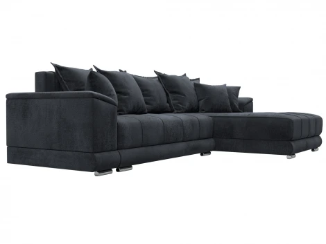 Диван угловой НордСтар правый угол (ДСП,Брус/Пластик/Велюр/Темно-серый) Лига Диванов 127943