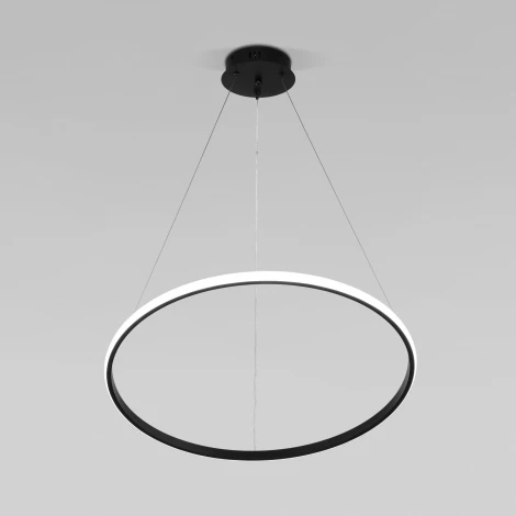 Умный подвесной светильник Eurosvet Collars 90264/1 черный (регулировка яркости, LED, 220V, пульт управления, на тросе, кольцо)