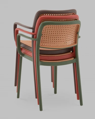 Стул Yona пластиковый с подлокотниками зелёный Stool Group арт.УТ000040845