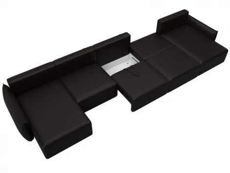 Диван П-образный Лига-051 НПБ МегаЛонг (ЛДСП,Брус,Фанера/Пластик/Экокожа/Коричневый) Лига Диванов 129899