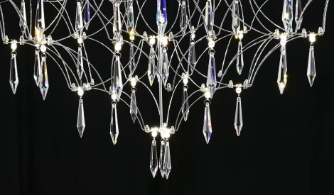 Подвесная люстра светодиодная с пультом и хрустальными подвесками Asfour MyFar Allegria MR2641-66P-76AP