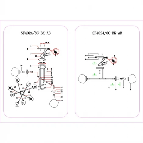 Потолочная люстра Seven Fires Kles SF4024/8C-BK-AB