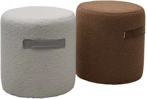 Пуф для гостиной HARTA NINI-02 Тауп, teddy / TKS-03 темно-коричневый, экокожа M-City 629M04979