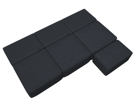 Диван прямой модульный с пуфом Лига-060 НПБ Лонг (ЛДСП,Брус,Фанера/Пластик/Замша/Темно-серый) Лига Диванов 129483