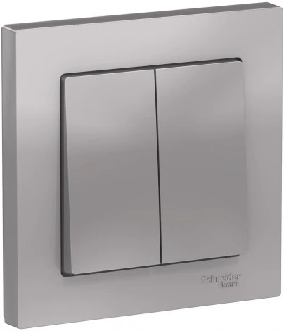 Выключатель встраиваемый двухклавишный (алюминий) Systeme Electric AtlasDesign ATN000352