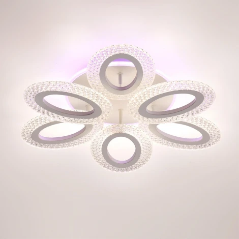 Потолочная люстра светодиодная c подсв. осн. Lumion Clare 8018/60CL белый/прозрачный металл/акрилл LED 60W 220V 3000-6000K