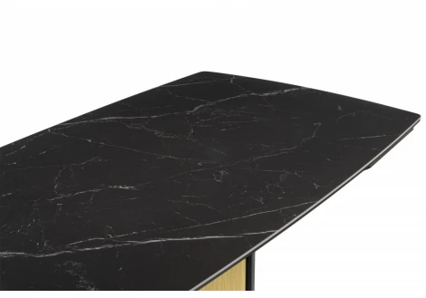 Керамический стол Бовер 180(220)x90 черный мрамор / черный / дуб натуральный 631623