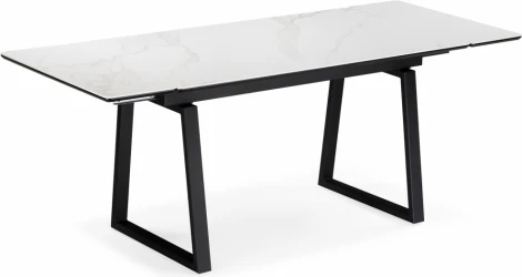 Керамический стол Notta Джек 140(200)х80 белый мрамор alpin white / черный арт.612899