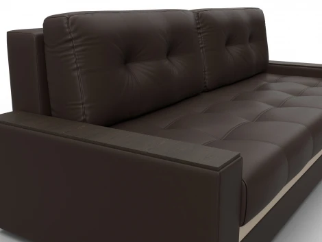 Диван прямой с декором Лига-096 НПБ (ДВП,ДСП,ЛДСП,Брус,Фанера/Пластик/Экокожа/Коричневый,Бежевый) Лига Диванов 133429