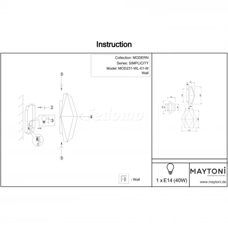 Настенный светильник Maytoni Simplicity MOD231-WL-01-W