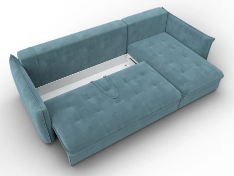 Диван угловой Лига-100 НПБ угол универсальный (ДСП,Фанера/Пластик/Велюр/Бирюзовый) Лига Диванов 133679