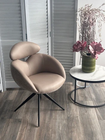 Стул ГУННАР (GUNNAR) 360 град, цвет БЕЖЕВЫЙ VEGA-11 / MIAMI-160, ткань / ЧЕРНЫЙ каркас, ®DISAUR M-City 64847