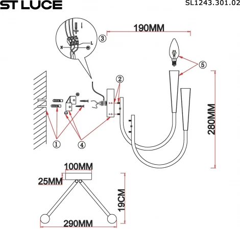 Бра ST Luce Dutchess SL1243.301.02 Латунь E14 2*60W