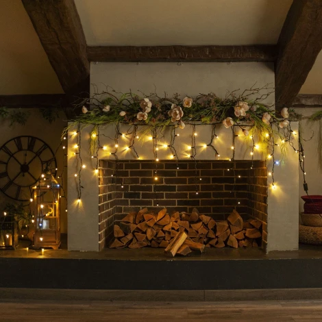 Бахрома светодиодная с эффектом мерцания, 3м. соединяемая, 200 светодиодов, теплый белый и белый свет Uniel ULD-B3007-200/TBK WARMWHITE-WHITE IP67