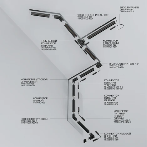 Шинопровод под гипсокартон 1м Exility встраиваемый черный (магнитный) Maytoni Technical TRX034-421B (48V)