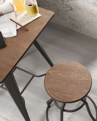 Барный стул La Forma (ex Julia Grup) Malira (Серый,Черный,Графит/ Фанера,Бамбук,Сталь,Дерево,Металл)