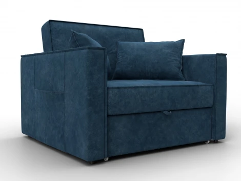 Кресло-кровать Лига-104 (80) (ЛДСП,Брус,Фанера,Велюр/Синий) Лига Диванов 134850