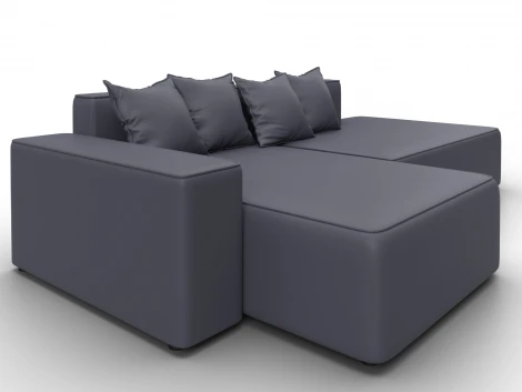 Диван угловой Лига-079 угол левый (ДСП/Пластик/Экокожа/Серый) Лига Диванов 129819L