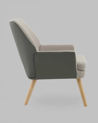 Кресло Харви серый с серой экокожей деревянные ножки Stool Group арт.УТ000040121