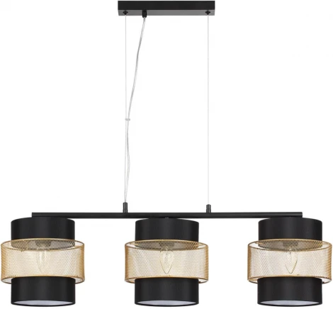 Подвесной светильник Lumion Animaisa 8003/3A черный/черный, золотой металл/металл, текстиль Е27 3*60W 220V (на проводе)