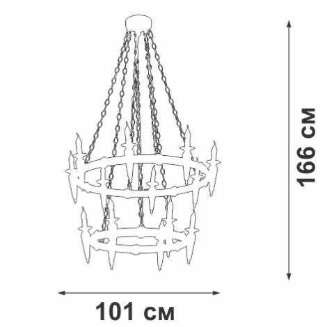 Подвесная люстра ярусная большая Vitaluce V1870-1/8+6, 14xE14 макс. 40Вт (220V, на цепи, факел)