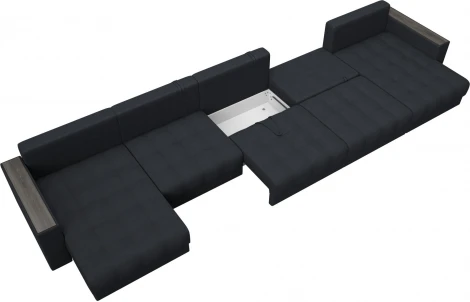 Диван П-образный с декором Лига-049 НПБ Мегалонг Лига Диванов (Замша) арт.128544