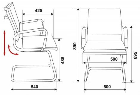 Кресло Бюрократ Ch-993-Low-V светло-коричневый эко.кожа низк.спин. полозья металл хром