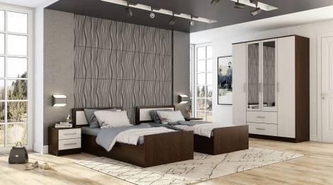 Тумба БТС прикроватная с ящиками Фиеста, венге/лоредо (2 шт)