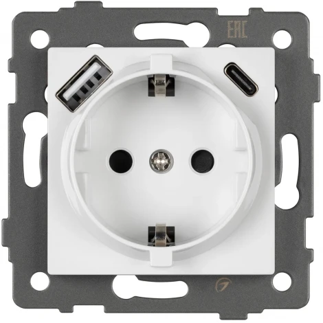 Механизм встраиваемый розетки с USB зарядкой SCT-MUAA-PL-WH-V (250V, 16A) Arlight 049818