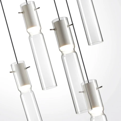 Подвесная люстра каскадная Odeon Light Scrow 5058/25LB PENDANT белый/прозрачный/металл/стекло LED 5*5W 3000K (220V, на проводе, круглые)