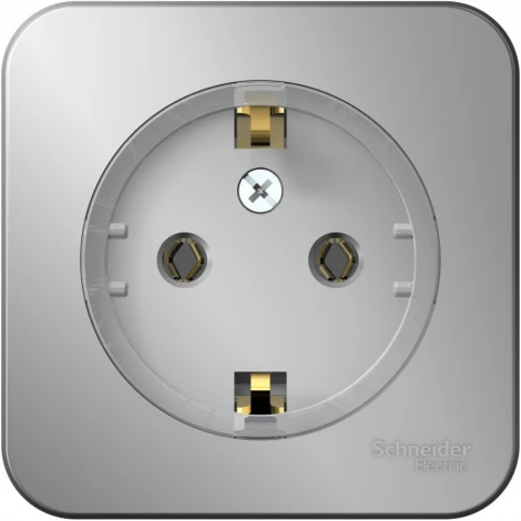 Розетка накладная с заземлением (алюминий) Systeme Electric Blanca BLNRA110113
