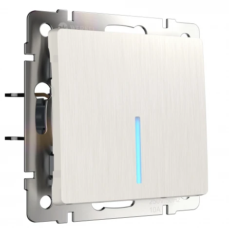 Выключатель одноклавишный проходной с подсветкой (перламутровый рифленый) Werkel W1112113 (a051182)