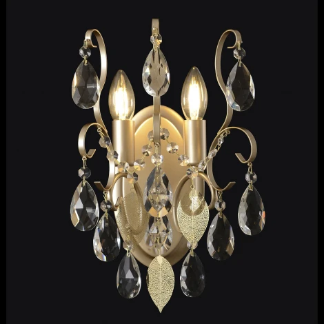 Бра Crystal Lux ESMIRALDA AP2 GOLD (220V, подвески, свеча, листья)