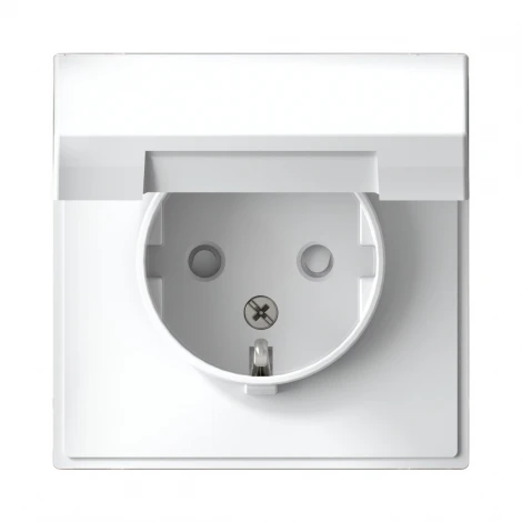 Розетка с заземлением, шторками и крышкой (белый) Systeme Electric GAL000146