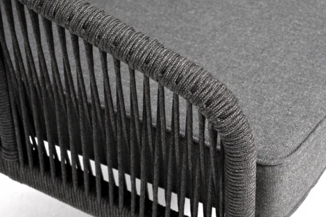 "Канны" диван модульный плетеный из роупа, каркас алюминий темно-серый (RAL7024), роуп темно-серый круглый, ткань темно-серая 4SIS арт.УТ-00004563