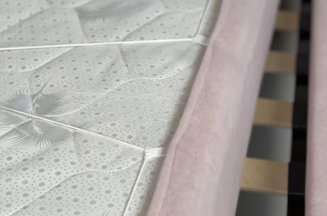 Кровать с основанием Лео 120х200 см Mebelson (ДСП,Дерево,Велюр/Розовый,Графит) арт.KM1.2-19.2348