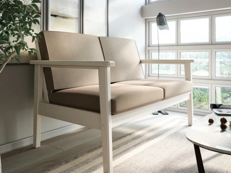 Диван Arsko прямой Лориан М беленый дуб велюр молочный