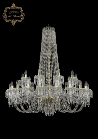 Подвесная большая люстра Art Classic 11.23 11.23.20+10.400.h-122.Gd.Dr (220V, хрусталь, на цепи, подсвечник, свеча)