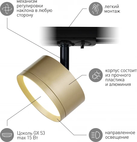Трековый светильник ЭРА TR48 - GX53 MG (220V, круглые)