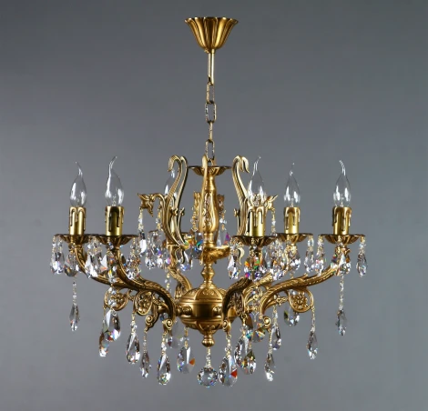 Подвесная люстра Ambiente by Brizzi Ferro 8828/6 AB Tear Drop (220V, хрусталь Asfour, на цепи, подсвечник, свеча)