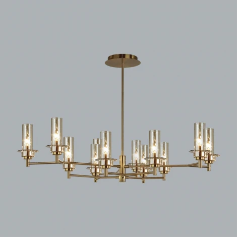 Потолочная люстра на штанге Lumion Madonna 6554/12C бронза/коньячный/металл/стекло E14 12*40W 220V