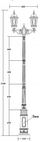 Наземный фонарь Oasis Light ASTORIA 2M 91410MA/E7 Gb овал (220V, IP44)